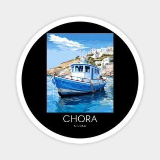 A Pop Art Travel Print of Chora Andros Island - Greece Magnet